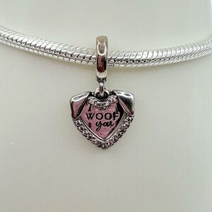 Pandora Silver Heart I woof you/ dog ears charm